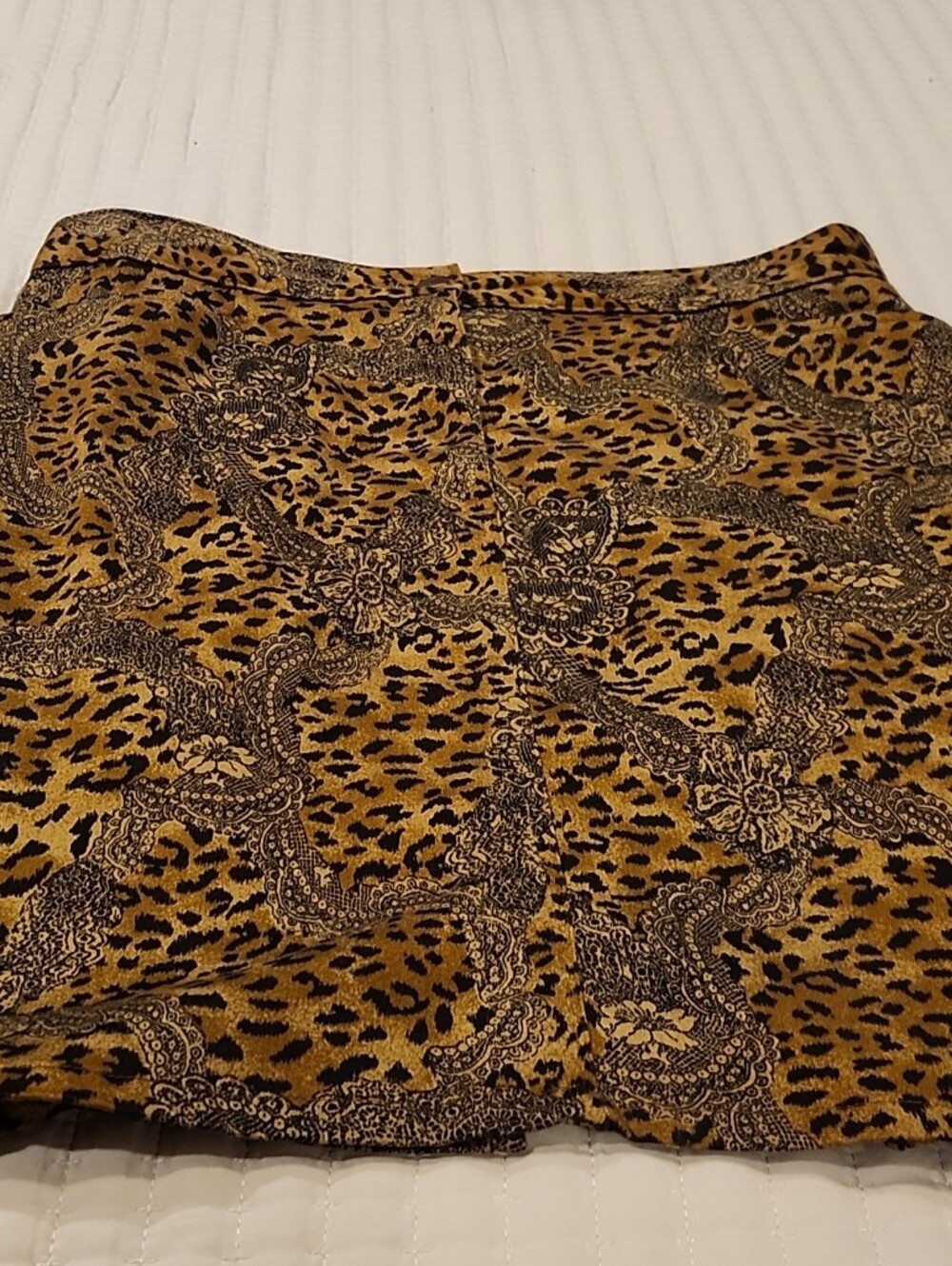 bill blass Black and Gold Leopard Paisley Mini Skirt